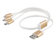 Deltaco Kabelis EPZI USB-C, apšvietimas, micro USB, 0.5m, baltas / USB-MULTI05