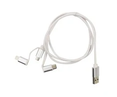 Kabelis MOB:A USB-A - 3in1, microUSB, lightning, USB-C, 1m, baltas / 1450006