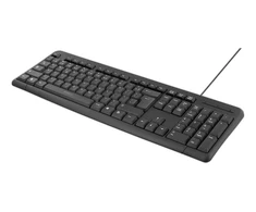Laidinė klaviatūra DELTACO 104 klavišai, US išdėstymas, USB, juoda, plono dizaino, tylūs mygtukai / TB-58-US