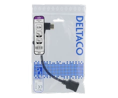 Lankstus HDMI adapteris, 0,2 m, kairinis kampas, HDMI M / F, UHD DELTACO juodas / HDMI-21C