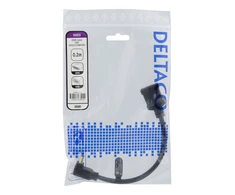 Lankstus HDMI adapteris DELTACO 0,2 m, pakreiptas, HDMI M / F, UHD, juodas / HDMI-21B