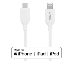 Lightning kabelis DELTACO USB-C - Lightning, 1m, Apple C94 chipset FSC ženklinta pakuotė, baltas / IPLH-451