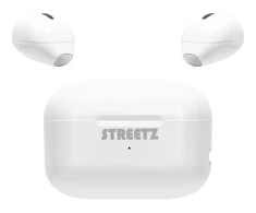 Mini bevielės ausinės STREETZ su krovimo dėklu, True Belaidės Stereo, baltos / TWS-114