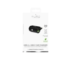 Puro Elektrik Mini mašininis greitasis kroviklis PURO 1 x UAB-A, 1 x USB-C, PD, 30W, juodas / FCMCHUSBAC30WBLK