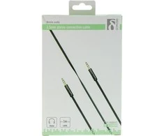 Mob. telefono kabelis DELTACO garso, 3.5mm-3.5mm, 1.0m, juodas lankstus / AUD-101