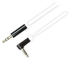 Mob. telefono kabelis DELTACO garso, 3.5mm-3.5mm kampinis, 1.0m, baltas lankstus / AUD-123