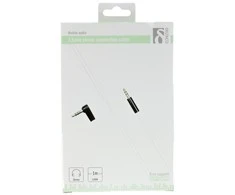 Mob. telefono kabelis DELTACO garso, 3.5mm-3.5mm kampinis, 1.0m, baltas lankstus / AUD-123
