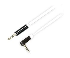Mob. telefono kabelis DELTACO garso, 3.5mm-3.5mm kampinis, 1.0m, baltas lankstus / AUD-123