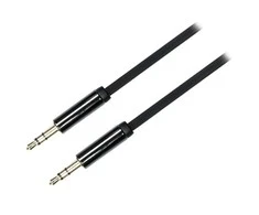 Mob. telefono kabelis DELTACO garso, 3.5mm-3.5mm, 1.0m, juodas lankstus / AUD-101