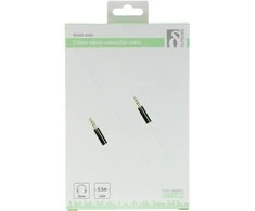 Mob. telefono kabelis DELTACO garso, 3.5mm-3.5mm, 0.5m, baltas lankstus / AUD-102