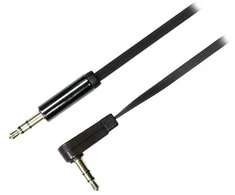 Mob. telefono kabelis DELTACO garso, 3.5mm-3.5mm kampinis,0.5m,juodas lankstus / AUD-120