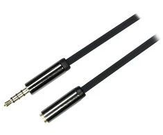 Mob. telefono kabelis DELTACO garso, ilgintuvas 3.5mm 4pin, 0.5m, juodas lankstus / AUD-150