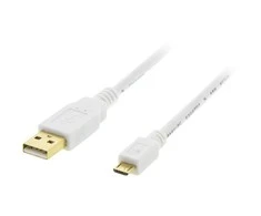 Mob. telefono kabelis DELTACO USB 2.0 "A-micro B", 1.0m, baltas / MICRO-100