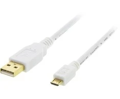Mob. telefono kabelis DELTACO USB 2.0 "A-micro B", 1.0m, baltas / MICRO-100