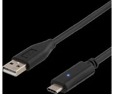 Mob. telefono kabelis DELTACO USB 2.0 "CA", 1.0m, juodas / USBC-1004-K