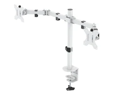 Dviejų monitorių stalinis laikiklis DELTACO GAMING WA86, 13"-32" ekranams, VESA 75x75/100x100, baltas / GAM-040-W
