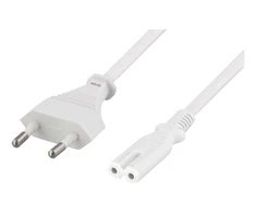 Neįžemintas maitinimo kabelis DELTACO CEE 7/16 iki IEC 60320 C7, 1m, max 250V/2.5A, baltas / DEL-109JA