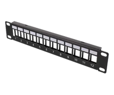 Patch panelė DELTACOIMP Keystone 10", 12 jungtys, juoda / 10-PATCH18