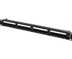 DELTACO 19 "komutacinė panelė, 24xRJ45, Cat6, UTP, 1U, 10Gbps, metalinė, juoda / PAN-112