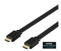 Plokščias High Speed HDMI kabelis DELTACO su Ethernet, 4K UHD, 3m, juodas / HDMI-1030F-K / R00100009