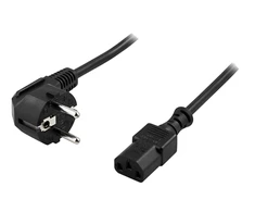 Prietaiso kabelis DELTACO įžemintas, LSZH, 2m, kampinis CEE 7/7 į tikrai IEC 60320 C13, max 250V/10A, juodas / DEL-109-LSZH