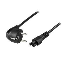 Prietaiso kabelis DELTACO įžemintas, LSZH,2m, kampinis CEE 7/7 į tikrai IEC 60320 C5, max 250V/10A, juodas / DEL-109NA-LSZH