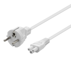 Prietaiso kabelis DELTACO įžemintas, tiesus CEE 7/7 į tiesų IEC 60320 C5, max 250V/2.5A, 2m, 3X0.75mm2, baltas / DEL-109NV