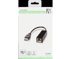 Šakotuvas DELTACO 1xRJ45, 1xUSB 3.0, juodas / USB3-GIGA5