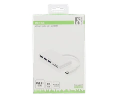 Šakotuvas DELTACO, USB 3.1, 2xUSB-C, baltas / USBC-HUB