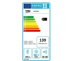 Beko TSE1284N šaldytuvas-šaldiklis Pastatomi Balta 120 L A++