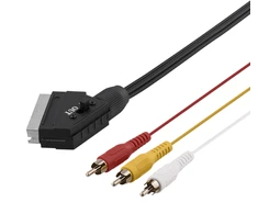 SCART kompozitiniam video DELTACO su jungikliu, 2m, juoda / DEL-129-K / 00220001