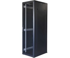 Spinta TOTEN System G, 19", 42U, 600x1000, perforuotos priekinės durys, perforuotos galinės durys, 800kg apkrova, juoda / 19-G6042PP