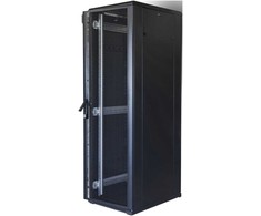 Spinta TOTEN System G, 19", 42U, 600x1000, perforuotos priekinės durys, perforuotos galinės durys, 800kg apkrova, juoda / 19-G6042PP