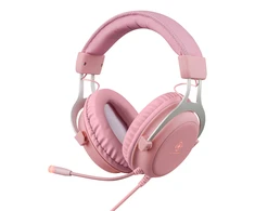 Stereo ausinės DELTACO GAMING PH85, 57mm, LED, rožinės / GAM-030-P
