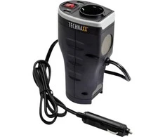 Technaxx TE13 automobilio maitinimo keitiklis, 2 USB prievadai ir 1 CEE 7/4 išvestis, DC 12V, AC 230V 50hz, Juodas / TE13