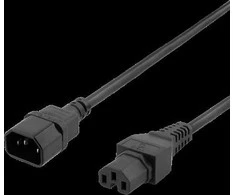 DELTACO 2m įžemintas laidas IEC 6320 C15 - IEC 6320 C14, 250V / 10A, juodas DEL-116B