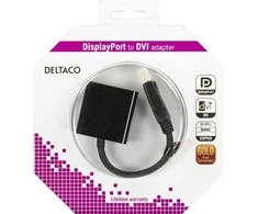 DELTACO DisplayPort į DVI-I Dual Link adapteris, 20 kontaktų - DVI-D 24 + 1 kontaktas , juodas, 0,2m / DP-DVI14-K