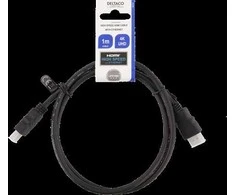 DELTACO HDMI kabelis, HDMI High Speed su Ethernet, 4K, 60Hz UHD, 19-pin ha-ha, 1m, juodas / HDMI-910