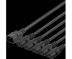 DELTACO IEC C14 - 5x IEC C13 maitinimo laidas, 2m, 10A / 250V, Y-Splitter, DEL-113D