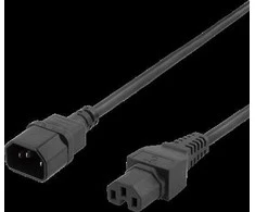 DELTACO kabelis IEC C15 - IEC C14, 3m, juodas DEL-116C
