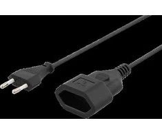 DELTACO neįžemintas kabelis, CEE 7/16 iki IEC 60906-1, 250V/2.5A 1m, juodas / DEL-109AC