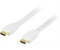 DELTACO plokščias HDMI kabelis 4K, UltraHD, 60Hz, 0.5m 19-pin ha-ha, baltas HDMI-1005H