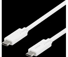 DELTACO USB-C - USB-C laidas, 5Gbit / s, 5A, 2M, baltas / USBC-1504