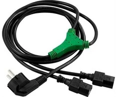 Inline DELTACO kabelis „Y-unit“, CEE 7/7 - 2xIEC C13, iki 250 V /10A, 2m, juodas/ DEL-109D