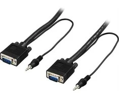 Kabelis DELTACO RGB HD 15ha-ha, 3.5mm audio, 3m, juodas / RGB-7C