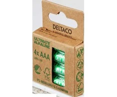 Ultimate Alkaline AAA baterijos DELTACO pažymėta ekologiniu ženklu „Nordic Swan“, 4 vnt. pakuotė / ULT-LR03-4P