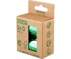 Ultimate Alkaline D baterijos DELTACO Nordic Swan Ecolabelled, 2 vnt. pakuotė / ULT-LR20-2P