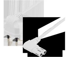 Neįžemintas įrenginio laidas DELTACO skirtas prijungti prie įrenginio ir sieninio lizdo, 1 m, kampinis CEE 7/16 į kampinį IEC 60320 C7, maks. 250 V 2,5 A, baltas / DEL-109BS
