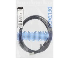 Patch kabelis DELTACO S/FTP, Cat6, 2m, 250MHz, UV atsparus, juodas / SFTP-62UV