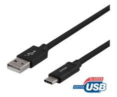 USB-A į USB-C laidas, 2 m, USB 2.0, pintas, juodas DELTACO / USBC-1134M